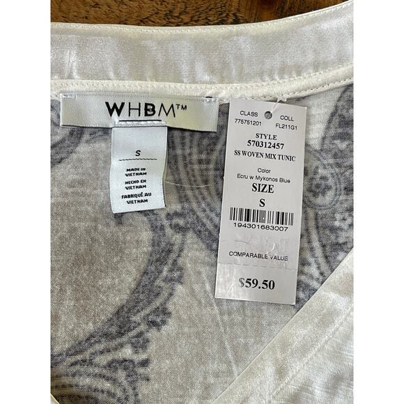 NWT Womens White House Black‎ Market Paisley Print Short Sleeve Tunic Blouse S - Picture 6 of 8